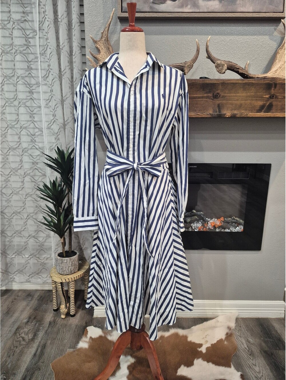 New Ralph Lauren Stripe midi dress size 12 - Picture 2 of 8